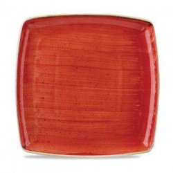 Тарелка мелкая квадратная 26,8 см, без борта, Stonecast, цвет Berry Red