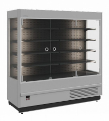 Холодильная горка гастрономическая Carboma FC20-07 VM 1,9-1 LIGHT (фронт X0) (9006-9005 цвет серо-черный)