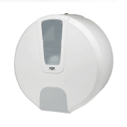 Диспенсер туалетной бумаги Hor БИЗНЕС N1 корпус белый, верхнее стекло прозрачное, нижнее стекло серый ABS-пластик