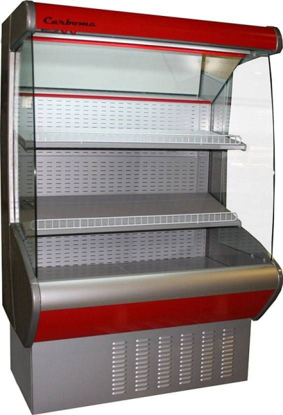 Холодильная горка гастрономическая Carboma F20-08 VM 1,9-2 (Carboma ВХСп-1,9) (0011-3020 боковины сер пластик,декор красн.)
