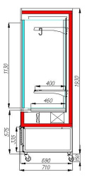 Холодильная горка мясная Carboma FC20-07 VV 1,3-3 X7 (распашные двери структурный стеклопакет, 9005 цвет черный)