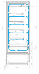 Холодильная горка гастрономическая Carboma FC20-07 VM 1,0-2 (версия 2.0) ночная шторка (9006-9005)